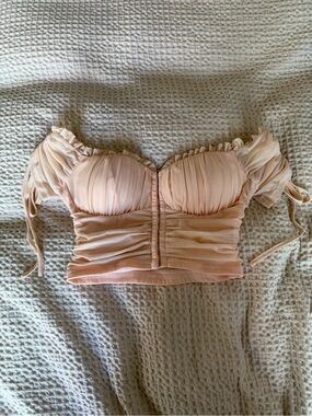 Privy Blush Pink Ruched Off-Shoulder Crop Top